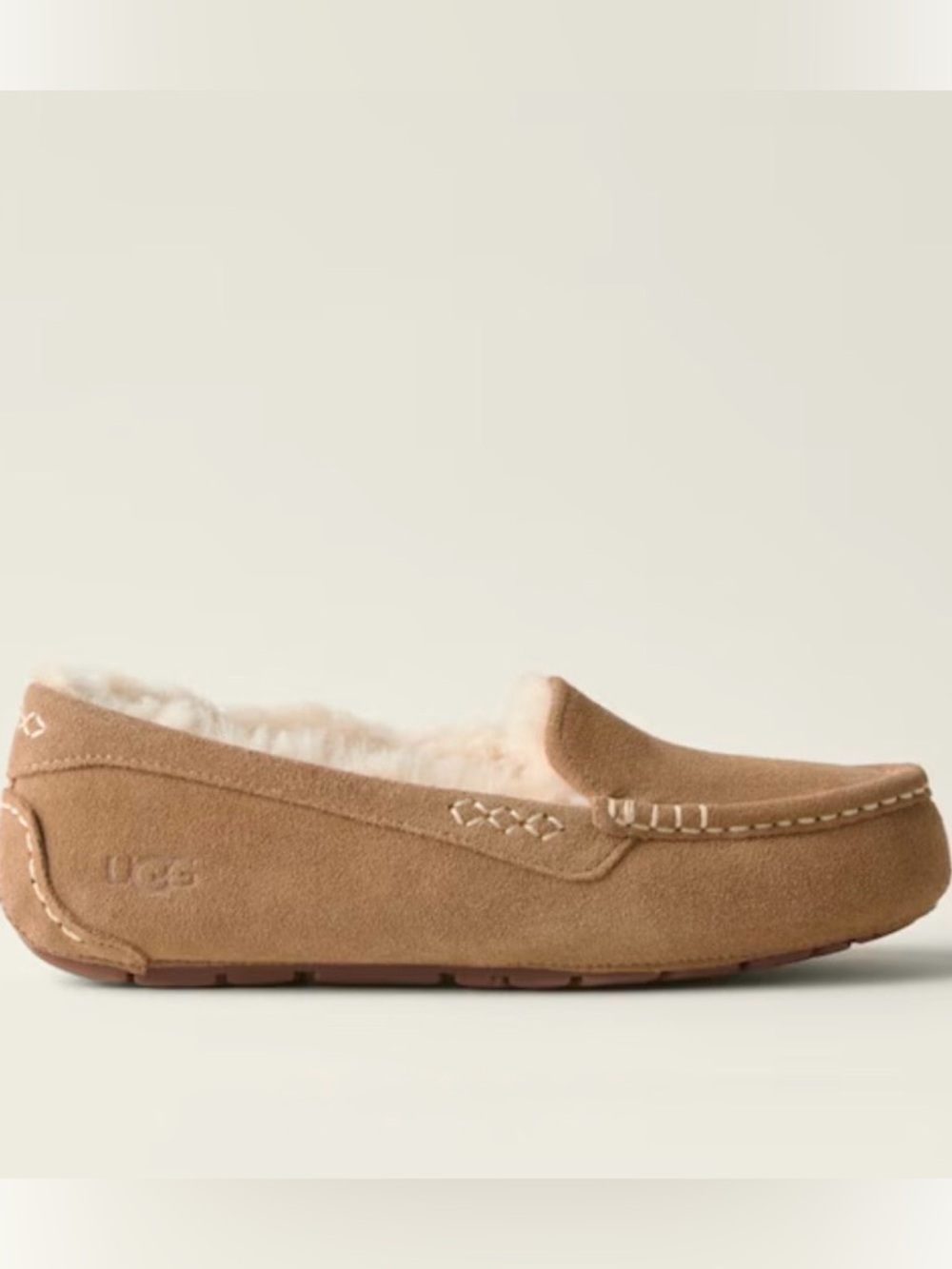 UGG Ansley Slippers Womens Size 8 Chestnut Suede Sheepskin Moccasin - Picture 6 of 9